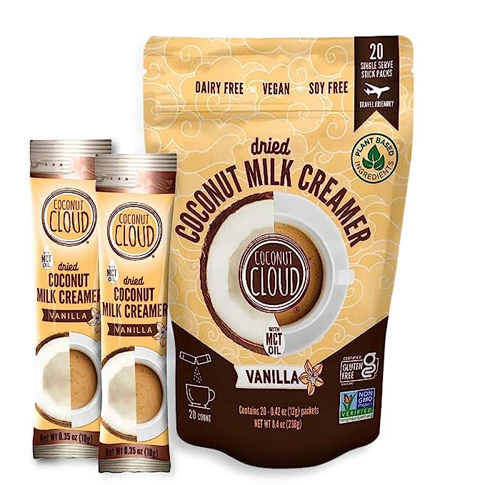 Coconut Cloud Co Deliciously Dairy Free Vanilla Coffee Creamer Sticks (GF, Soy Free) Vanilla Coffee Creamer Sticks