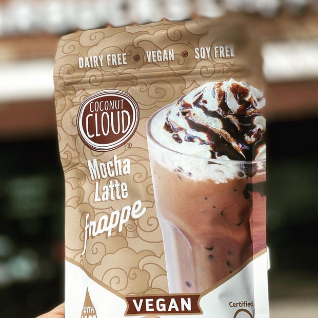 VEGAN, DAIRY-FREE MOCHA FRAPPE MIX  Who doesn't love a sweet coffee treat? We've crafted the perfect frosty pick-me-up, without the dairy. Our plant-based Mocha Frappe mix uses coconut milk powder and premium coffee to deliver a rich coffee taste that you can feel good about. So blend it up and treat yourself!  100% DAIRY-FREE | VEGAN | GLUTEN-FREE | SOY-FREE | NON-GMO  NEW PRODUCT ALERT: Introducing our Instant Mocha Frappe Mix