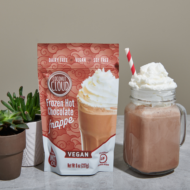 100% DAIRY-FREE | VEGAN | GLUTEN-FREE | SOY-FREE | NON-GMO  NEW PRODUCT ALERT: Introducing our Frozen Hot Chocolate Frappe CHOCOLATE TASTE: Enjoy the taste of your favorite blended chocolate drink in a dairy free version made from the comfort of home.