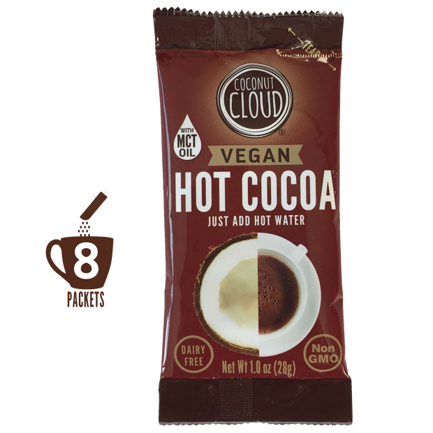 Discover the wholesome goodness of coconuts with our 100% dairy-free Coconut Cloud Vegan Instant Hot Cocoa Mix.   Whether you're a dairy-free devotee or trying to be a more conscientious consumer, you're sure to love the light and delicious taste of our Hot Cocoa!  DELICIOUS COCOA VEGAN TO GO FLAVOR: Enhance your morning coffee with 8 Single Serve Dairy-Free Cocoa Sticks, Perfect for on the Go.